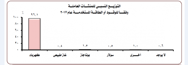 الإحصاء: تشغيل 0.4% من المنشآت العاملة بالغاز الطبيعي مقابل 96.1% بالكهرباء