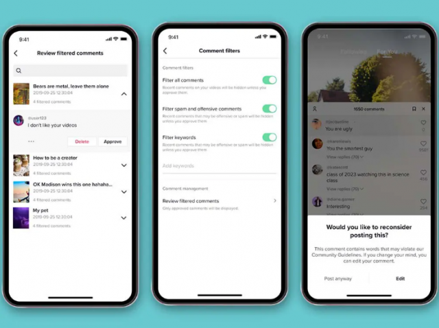 تصفية التعليقات غير اللائقة على تيك توك