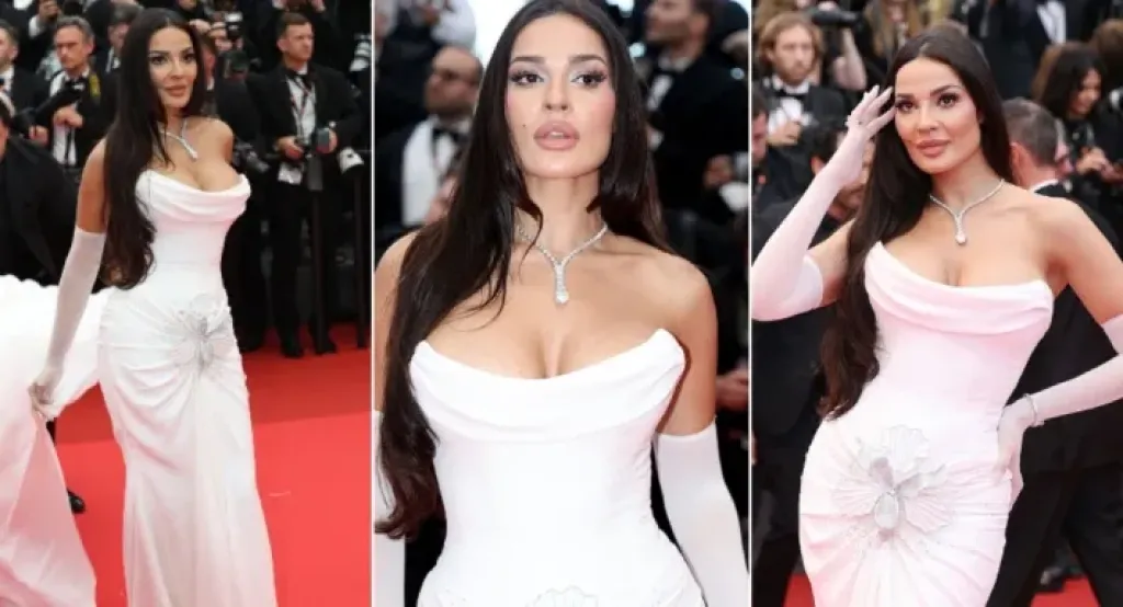 إطلالة كالعروس.. نادين نسيب نجيم تسرق الأنظار في مهرجان كان بفستان أبيض