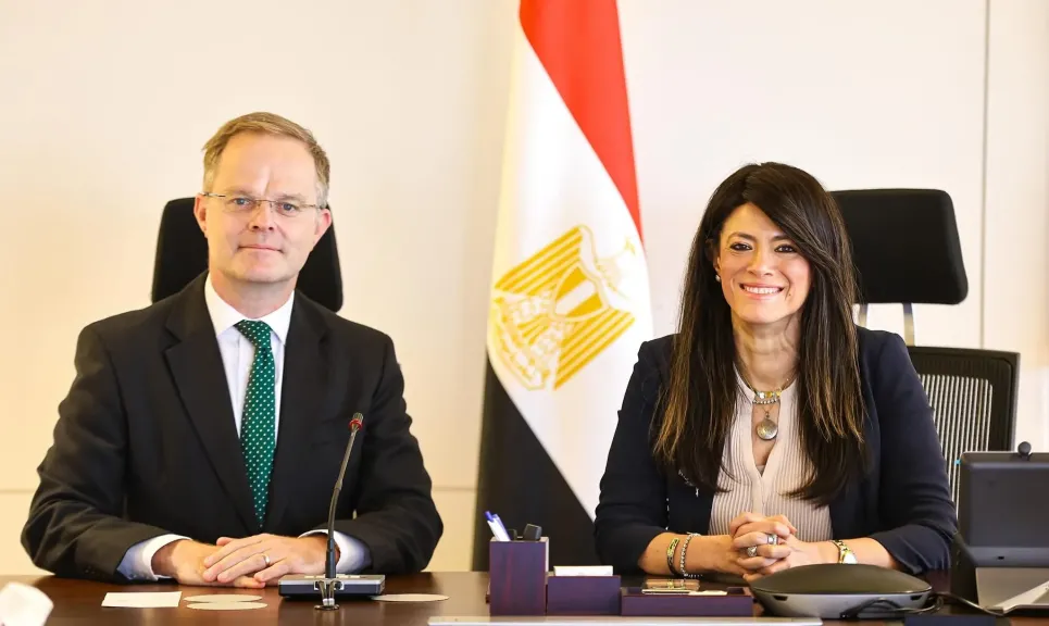 د رانيا المشاط مع السفير البريطاني